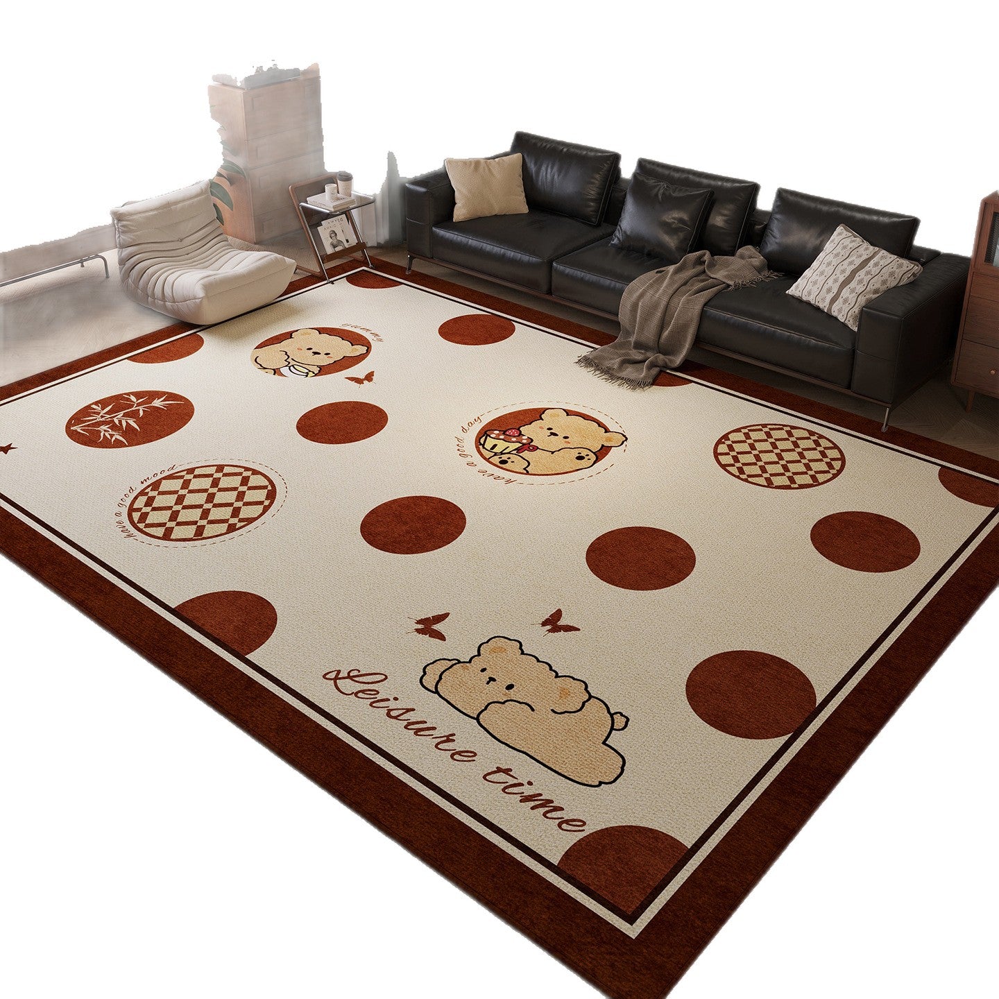 Vintage Printed Crystal Velvet Area Rug Non-Slip Washable Rectangular Carpet