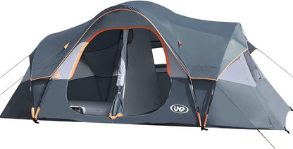 Camping Tent 10-Person-Family Tents, Parties, Music Festival Tent, Big, Easy Up, 5 Large Mesh Windows, Double Layer, 2 Room, Waterproof, Weather Resistant, 18ft x 9ft x78in