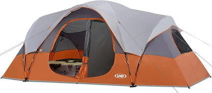 Camping Tent 10-Person-Family Tents, Parties, Music Festival Tent, Big, Easy Up, 5 Large Mesh Windows, Double Layer, 2 Room, Waterproof, Weather Resistant, 18ft x 9ft x78in