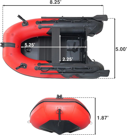 Inflatable Boat | Yacht Dinghy Tender Raft | Multi Person Fishing Boat | Aluminum Floor Oars | Fishing Rod Holders | Heavy-Duty PVC | 2024 Model |