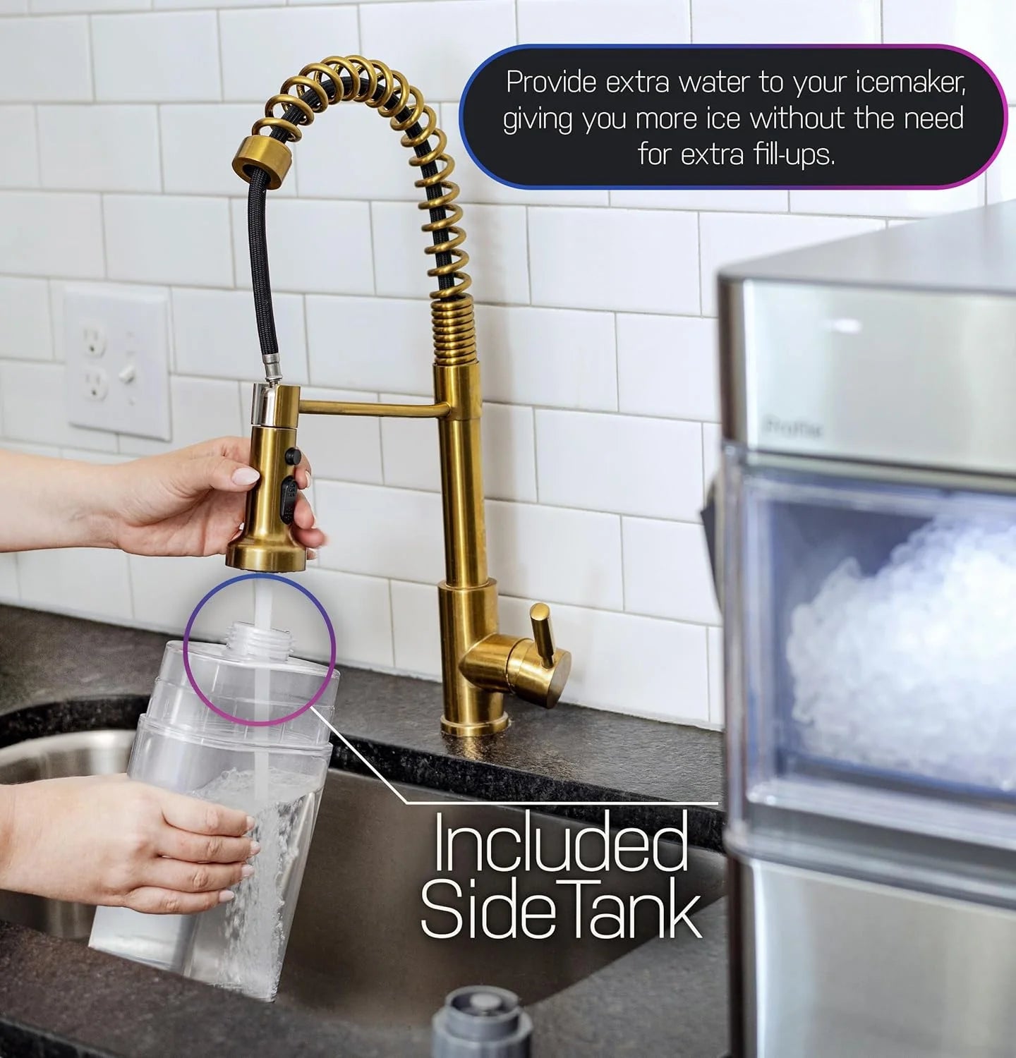 2.0 with 0.75 Gallon Tank, Chewable Crunchable Countertop Nugget Ice Maker, Scoop included, 38 lbs in 24 hours, Pellet Ice Machine with WiFi & Smart Connected, Stainless Steel