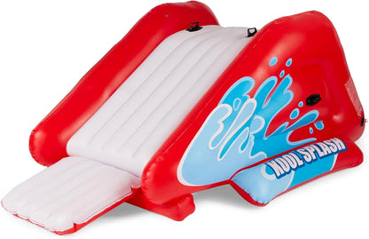 Inflatable Water Slide Swimming Pool Play Center with Built in Sprayers for Kids and Adults, Ages 6 and Up, Blue