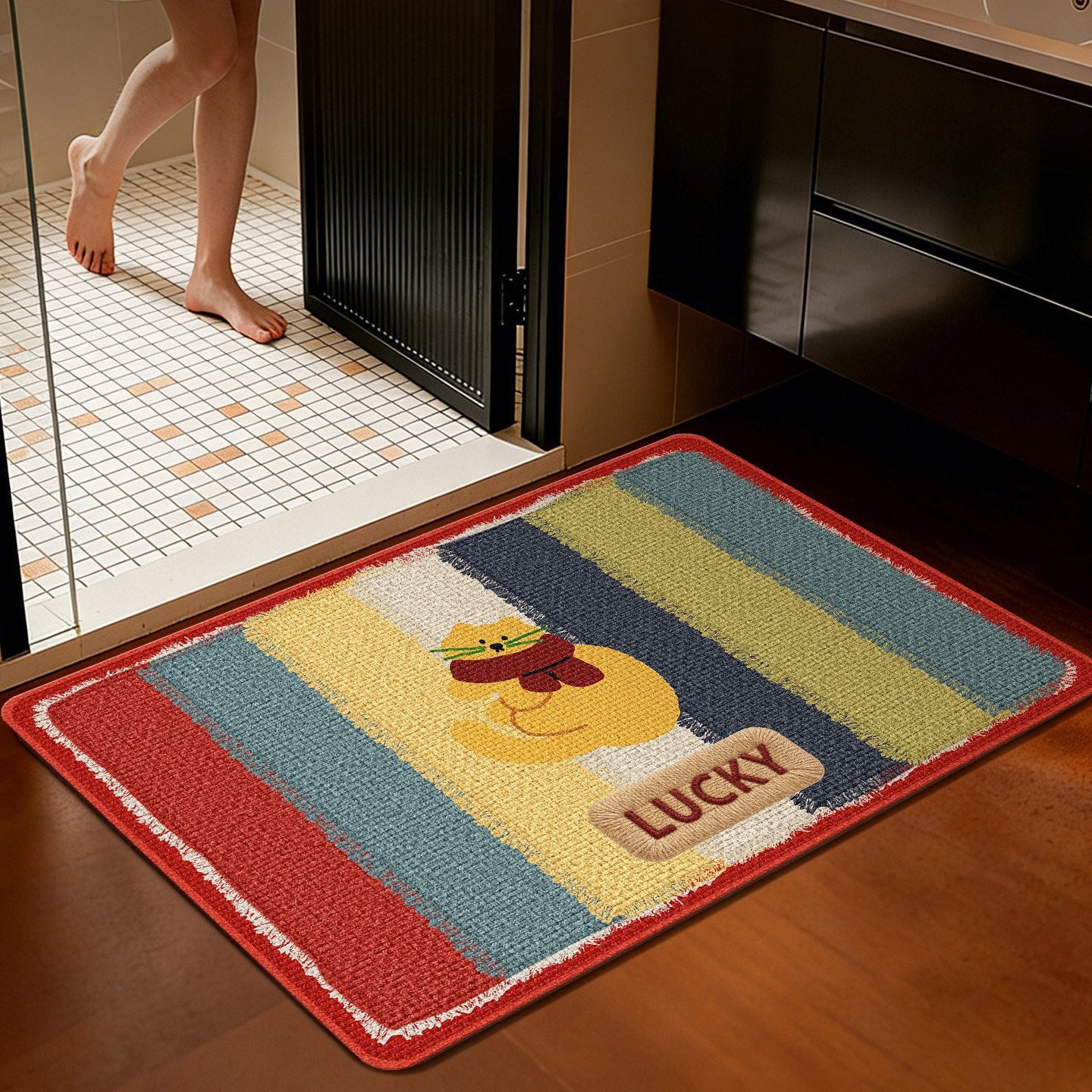Colorful Printed Crystal Velvet Door Mat Non-Slip Washable Entryway Rug