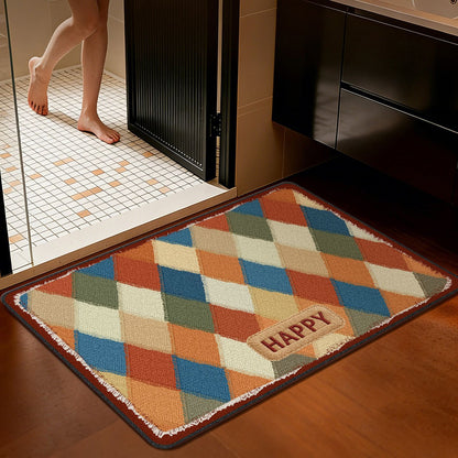 Colorful Printed Crystal Velvet Door Mat Non-Slip Washable Entryway Rug