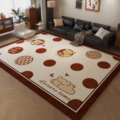 Vintage Printed Crystal Velvet Area Rug Non-Slip Washable Rectangular Carpet
