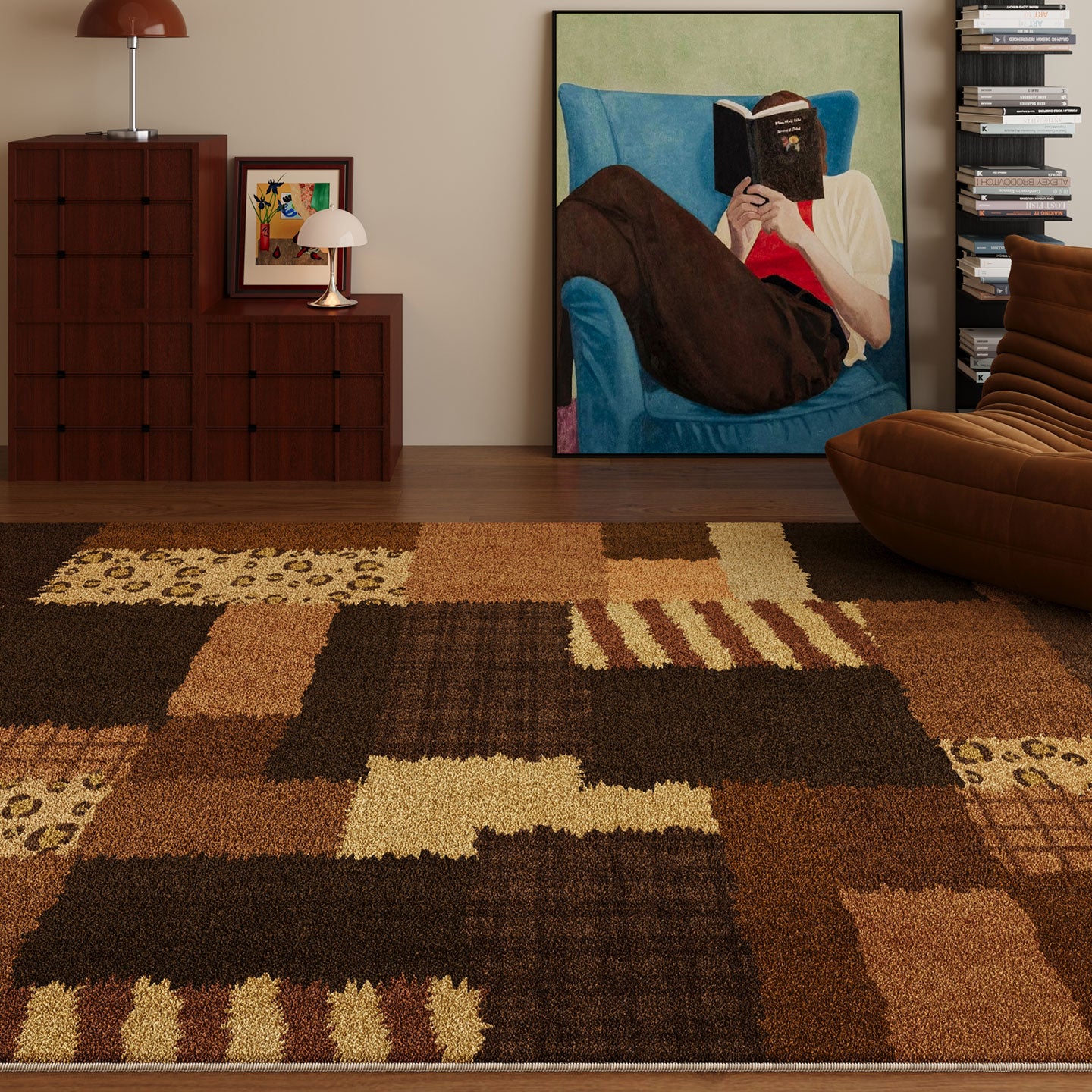 Geometric Patchwork Crystal Velvet Area Rug Non-Slip Washable Rectangular Carpet