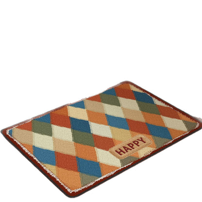 Colorful Printed Crystal Velvet Door Mat Non-Slip Washable Entryway Rug