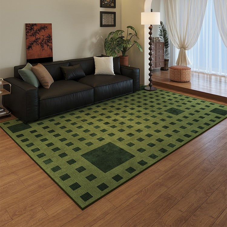 Green Botanical Printed Crystal Velvet Area Rug Non-Slip Washable Rectangular Carpet