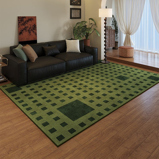 Green Botanical Printed Crystal Velvet Area Rug Non-Slip Washable Rectangular Carpet