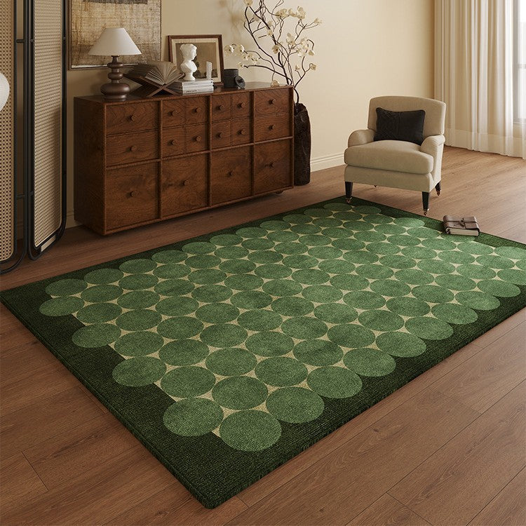 Green Botanical Printed Crystal Velvet Area Rug Non-Slip Washable Rectangular Carpet