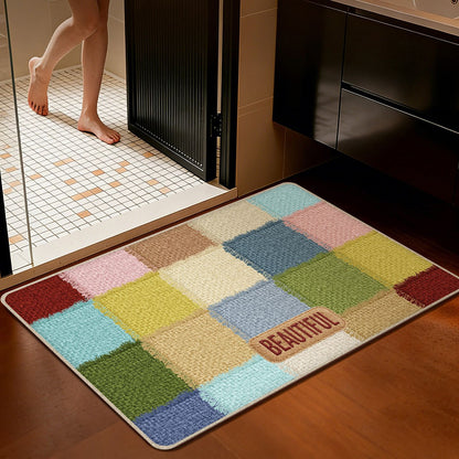 Colorful Printed Crystal Velvet Door Mat Non-Slip Washable Entryway Rug