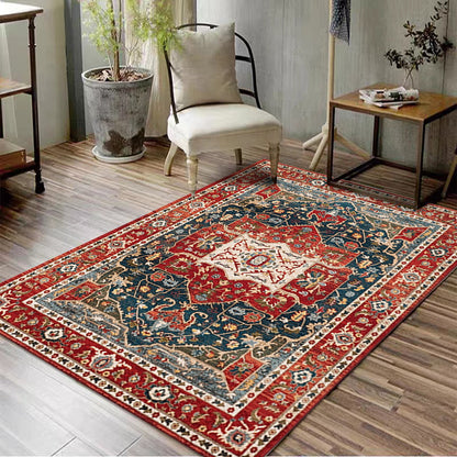 Vintage Geometric Pattern Machine-Woven Rug